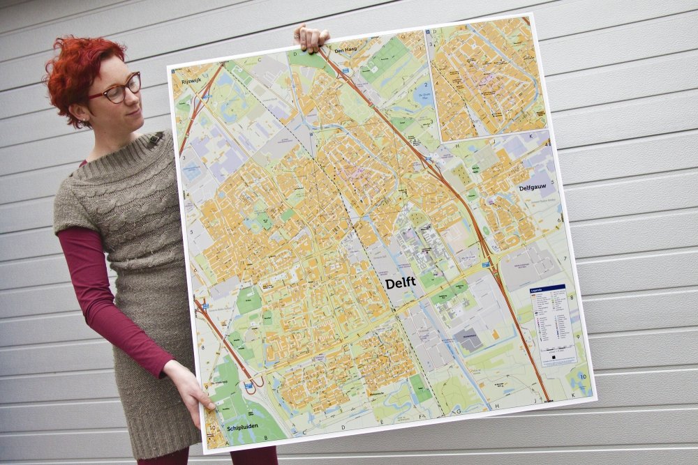 Deze plattegrond is gedrukt op 3 mm dik paneel en kan bijvoorbeeld op een wand gemonteerd worden