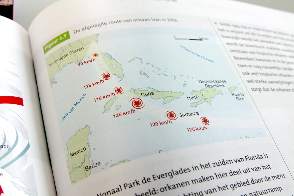 Thematische kaart die de route weergeeft van orkaan Ivan in 2004.