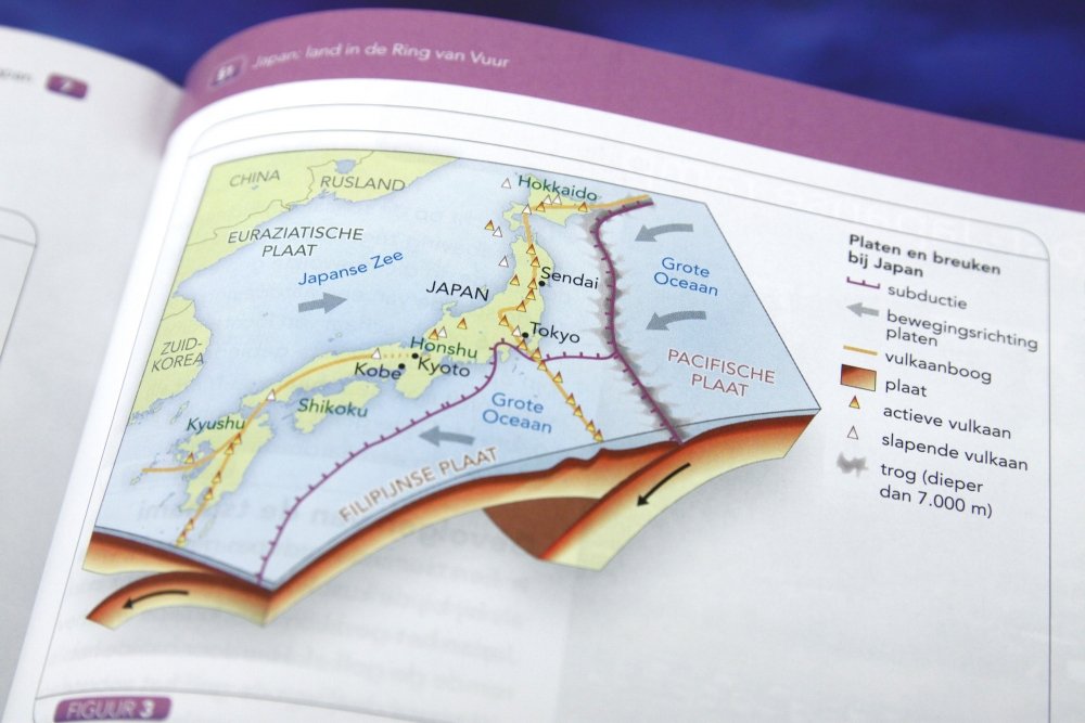 Infographic van aardplaten en breuken bij Japan.