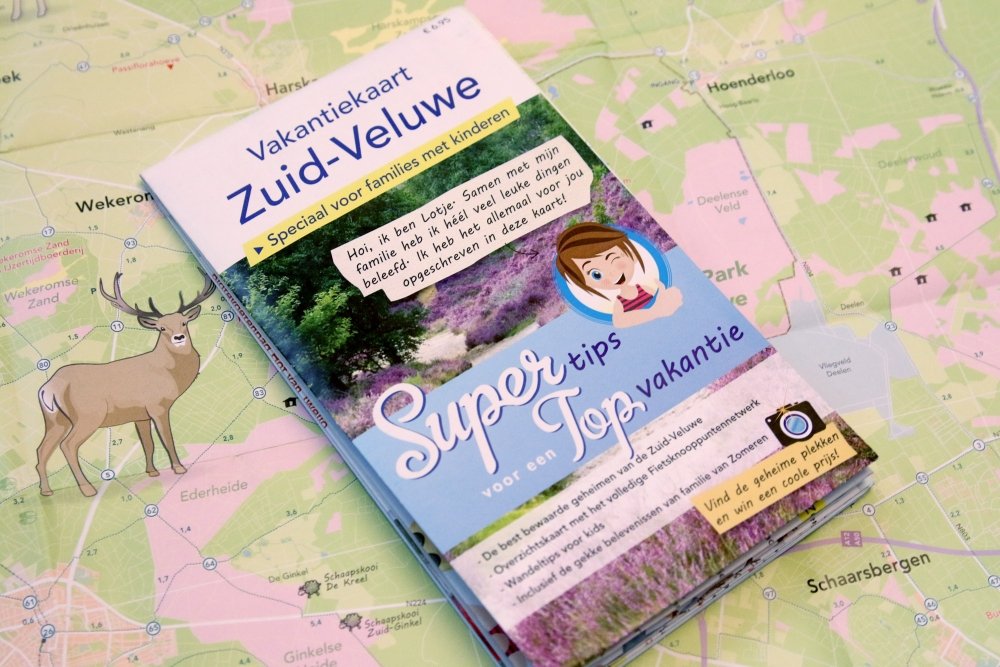 Vakantie vouwkaart van de Zuid-Veluwe, gedrukt op stevig papier met mooie zijdeglans.