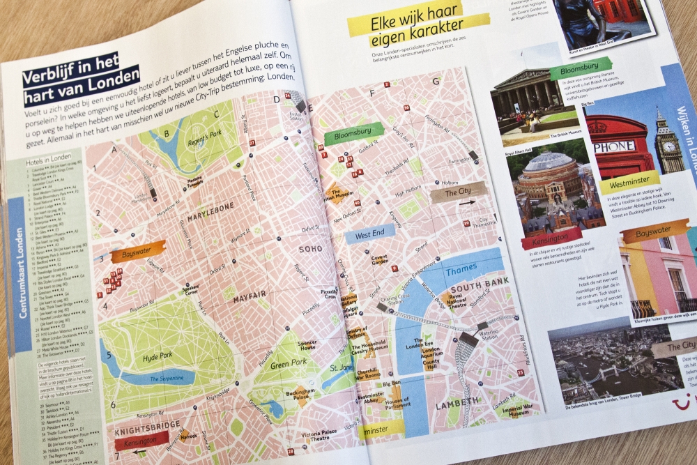 Ook stadskaarten hebben we gemaakt voor TUI, zoals deze van hartje Londen in de citygids. Ook stadskaarten hebben we gemaakt voor TUI, zoals deze van hartje Londen in de citygids.
