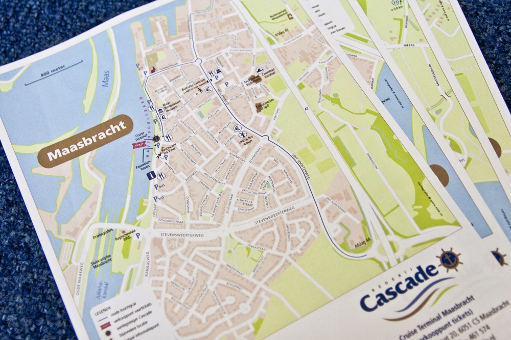 Voor Rederij Cascade zijn vaarkaarten gemaakt van de omgeving van Maasbracht.