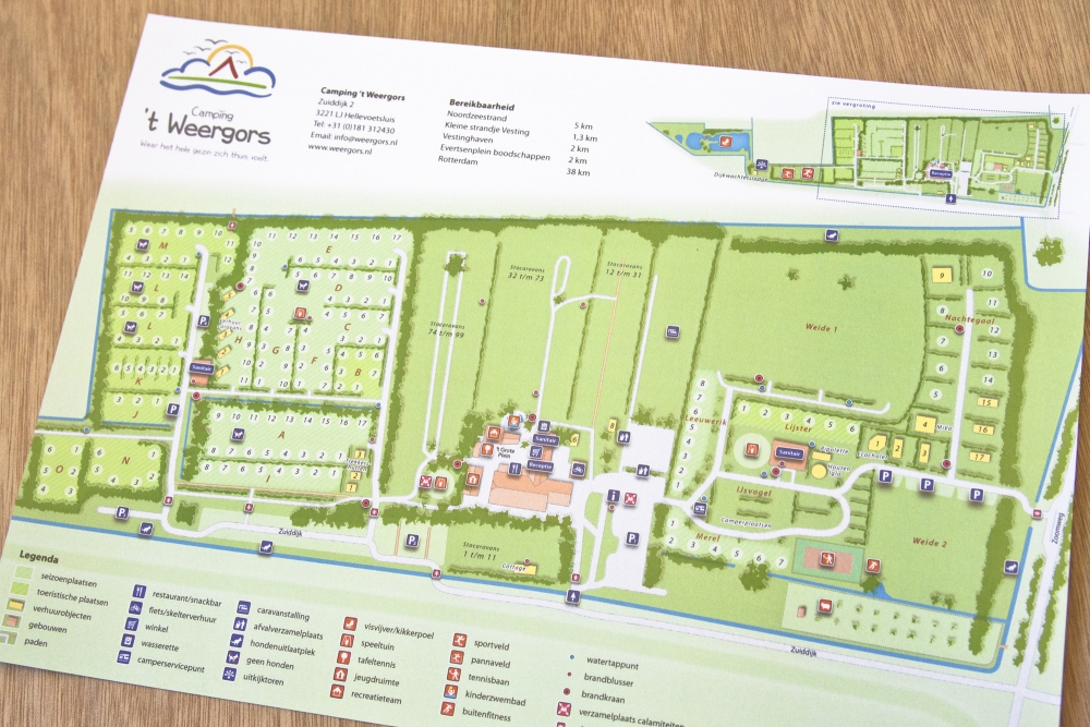 Plattegrond van camping 't Weergors.