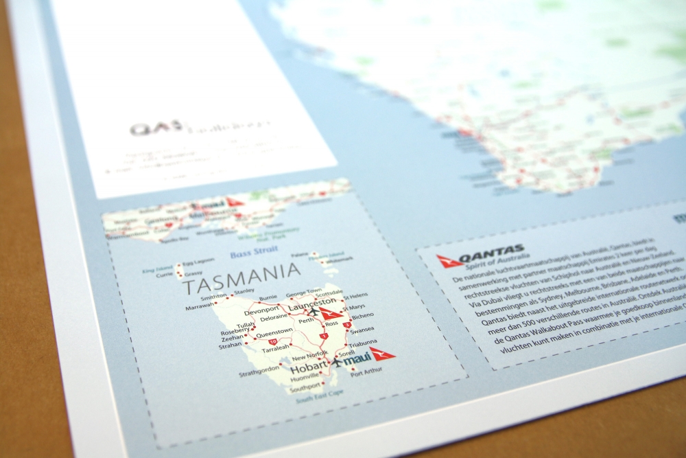 Op het scheurblok van Australië staat ook een inzet met een vergroting van Tasmanië.