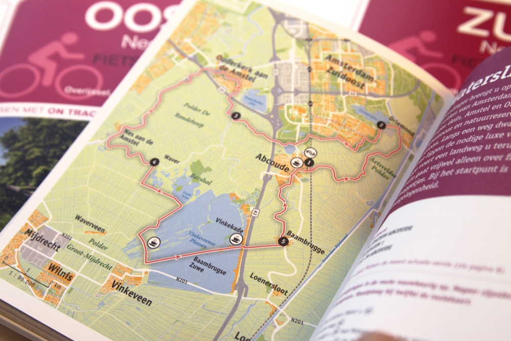 Overzichtelijke fietsroutes van On Track waar leuke plekken op worden aangegeven Overzichtelijke fietsroutes van On Track waar leuke plekken op worden aangegeven